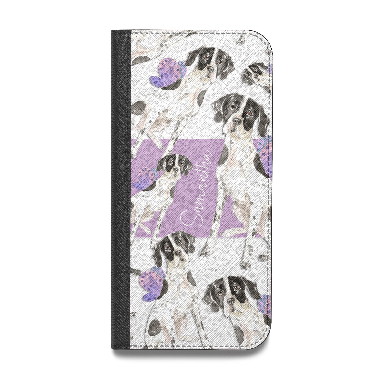 Personalised English Pointer Vegan Leather Flip Samsung Case