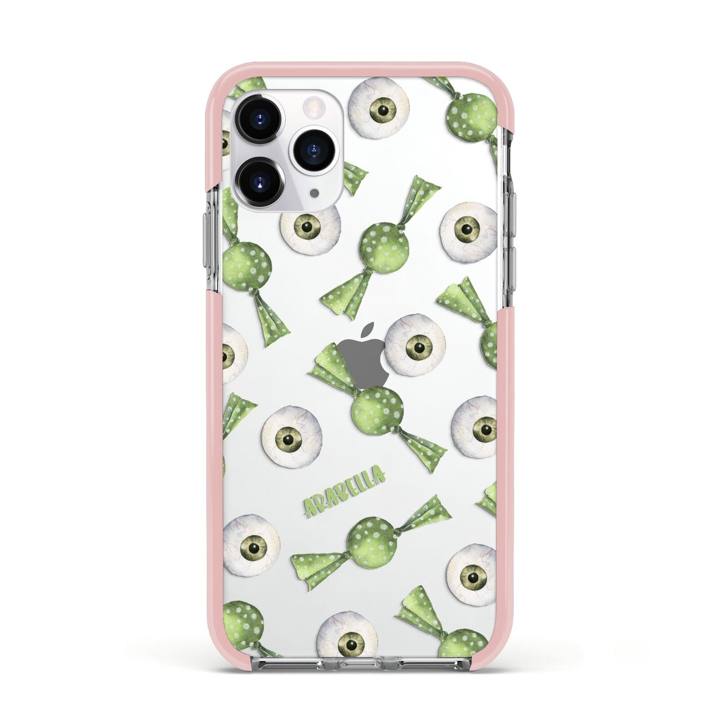 Personalised Eye Candy Halloween Apple iPhone 11 Pro in Silver with Pink Impact Case