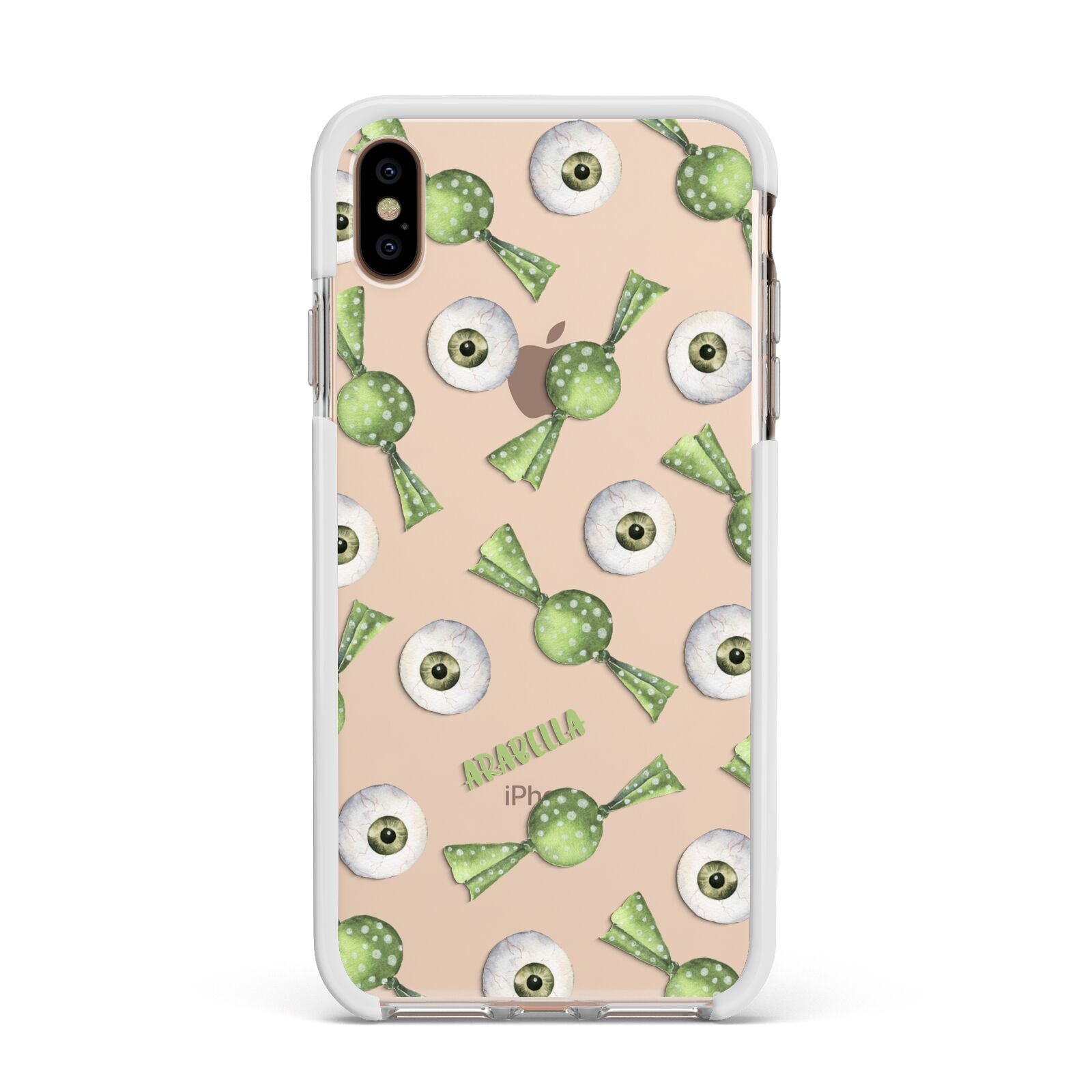 Personalised Eye Candy Halloween Apple iPhone Xs Max Impact Case White Edge on Gold Phone