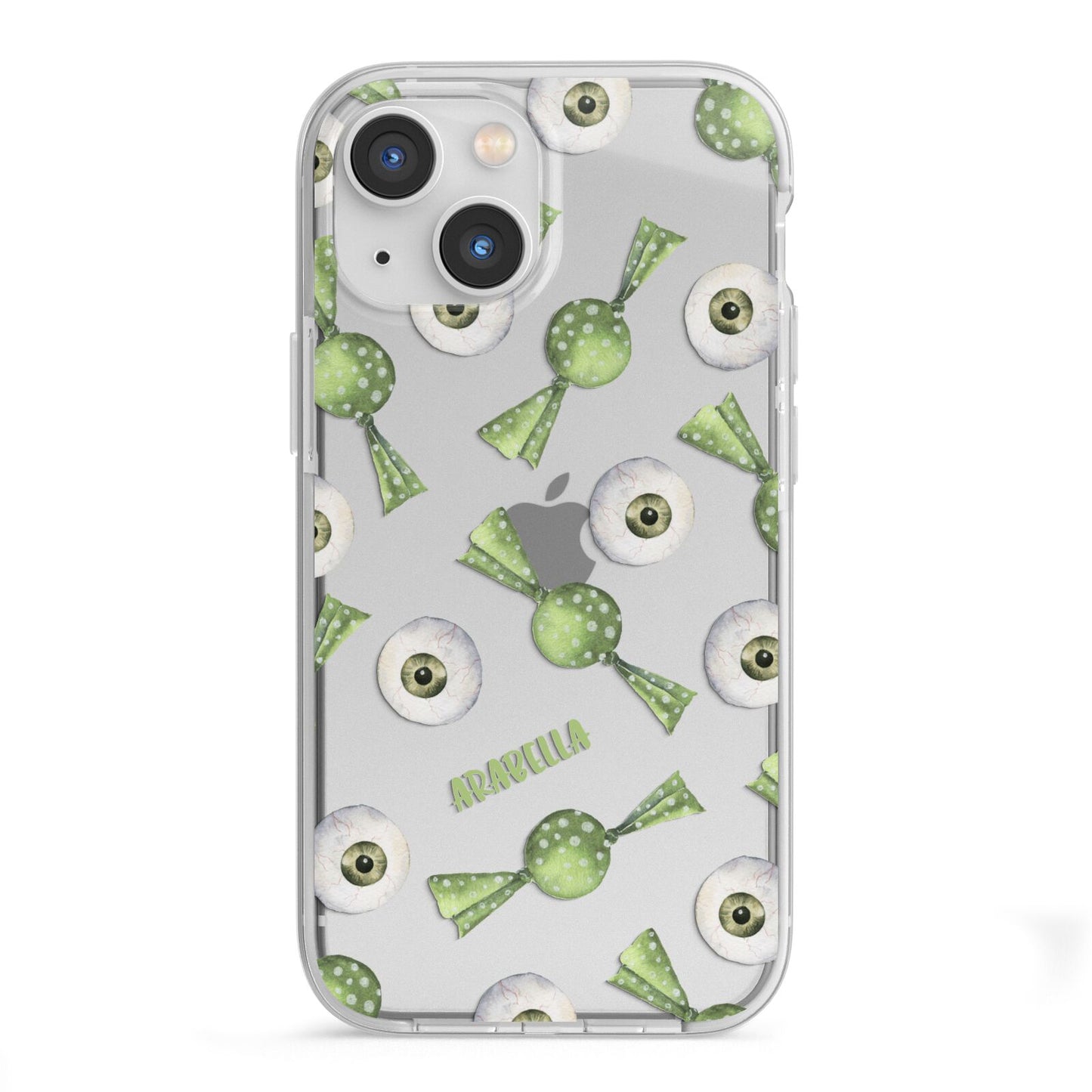 Personalised Eye Candy Halloween iPhone 13 Mini TPU Impact Case with White Edges