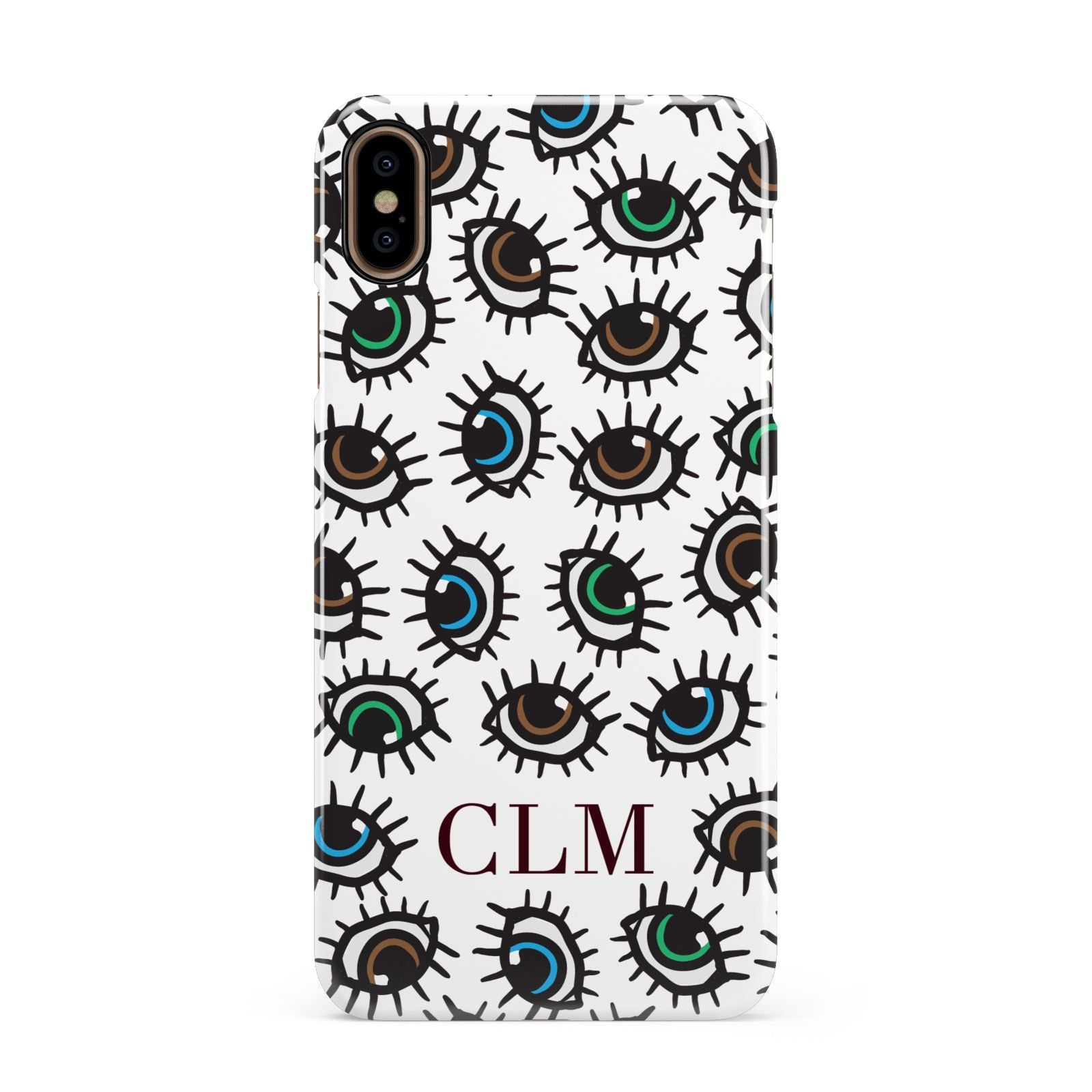 Personalised Eyes Initials Clear Apple iPhone Xs Max 3D Snap Case