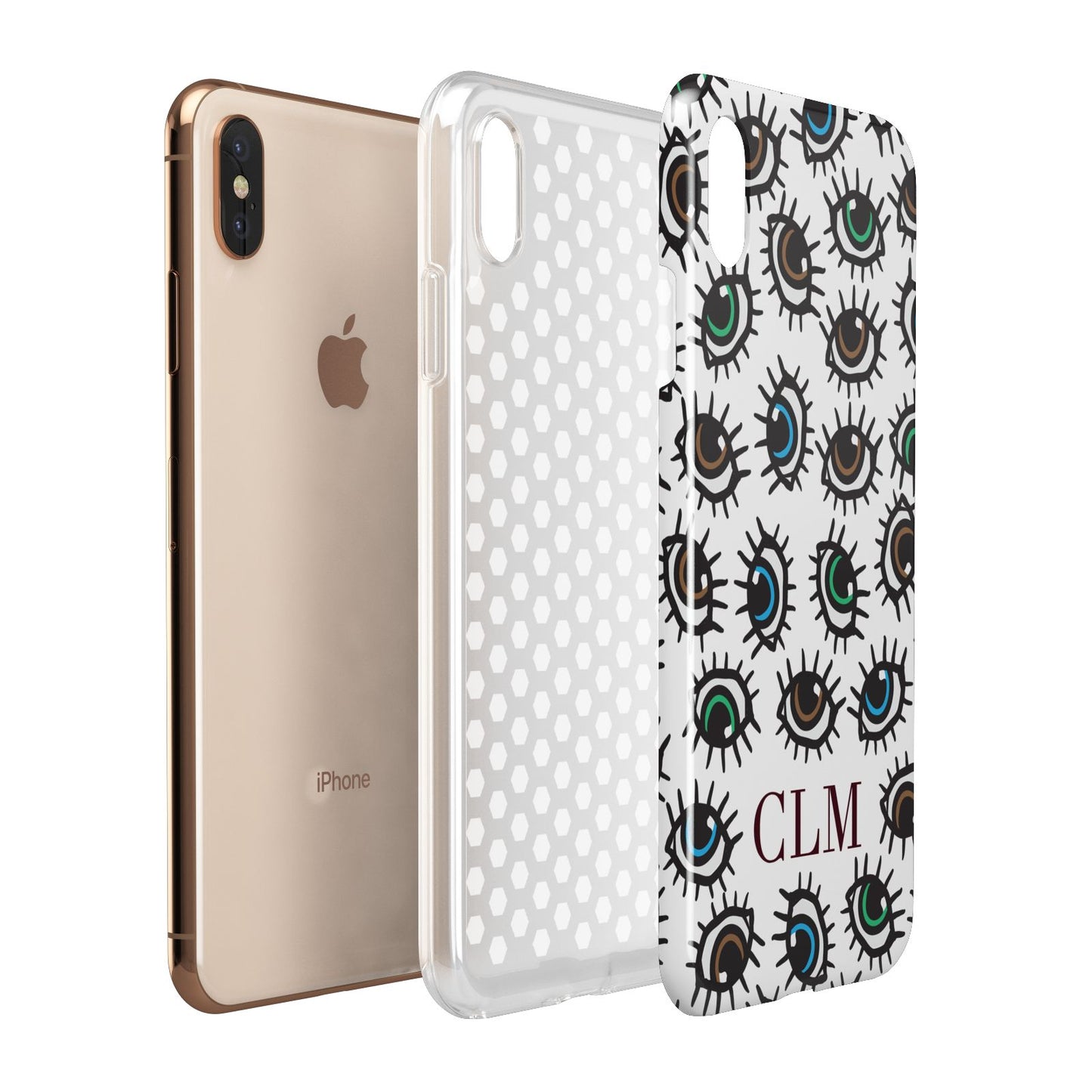 Personalised Eyes Initials Clear Apple iPhone Xs Max 3D Tough Case Expanded View