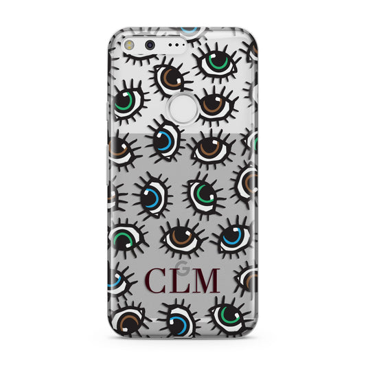 Personalised Eyes Initials Clear Google Pixel Case