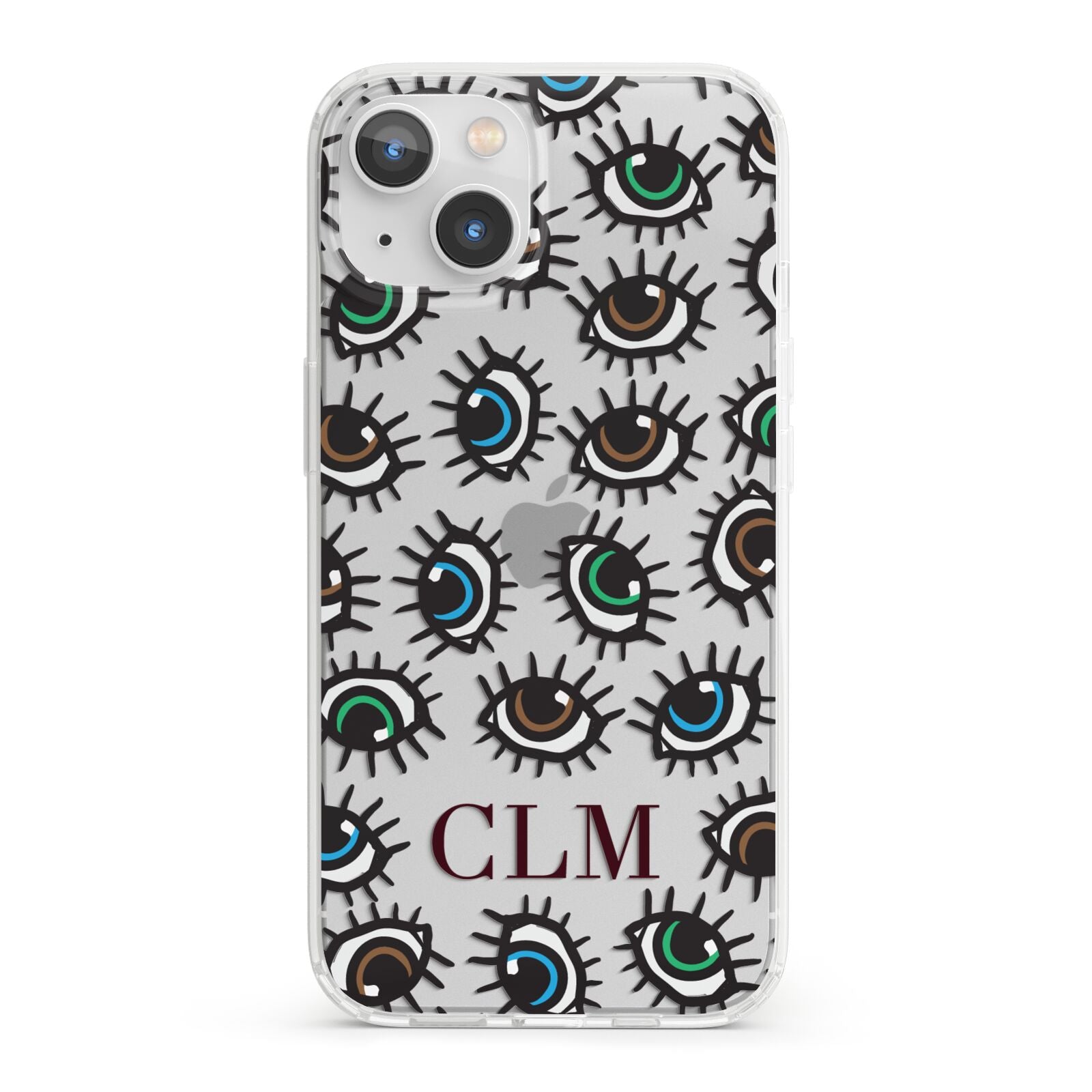 Personalised Eyes Initials Clear iPhone 13 Clear Bumper Case