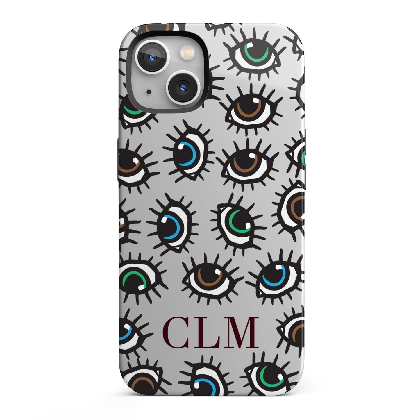 Personalised Eyes Initials Clear iPhone 13 Full Wrap 3D Tough Case