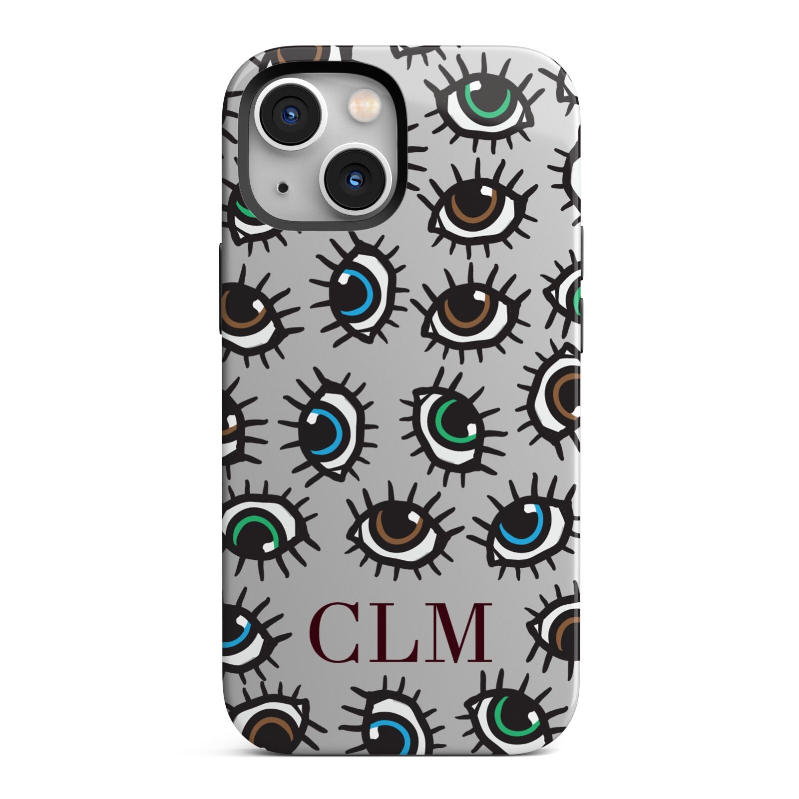 Personalised Eyes Initials Clear iPhone 13 Mini Full Wrap 3D Tough Case