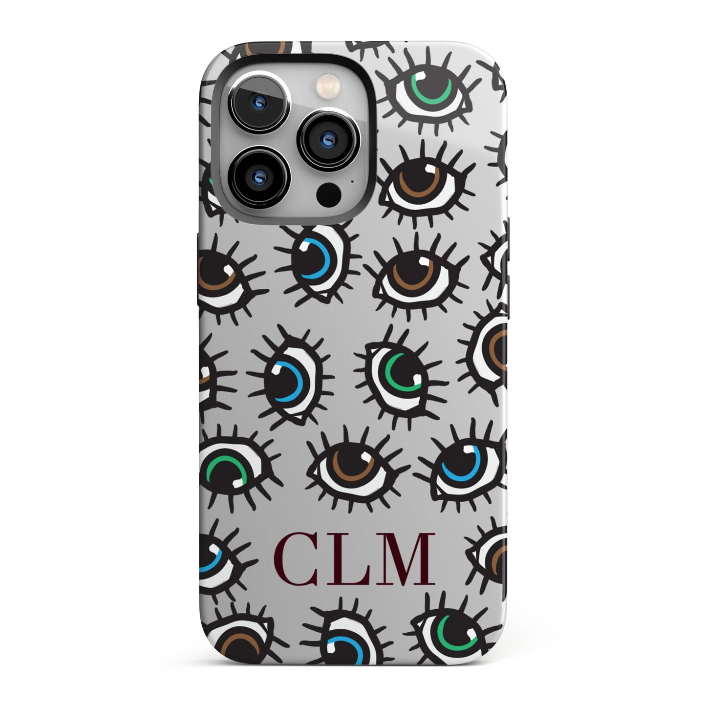 Personalised Eyes Initials Clear iPhone 13 Pro Full Wrap 3D Tough Case