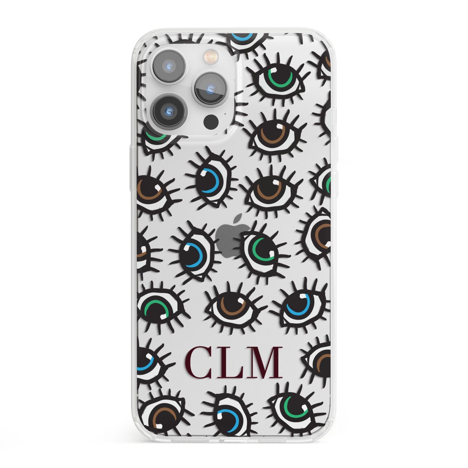 Personalised Eyes Initials Clear iPhone 13 Pro Max Clear Bumper Case