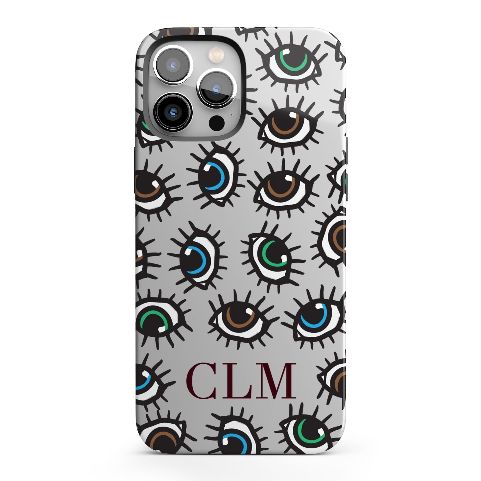 Personalised Eyes Initials Clear iPhone 13 Pro Max Full Wrap 3D Tough Case