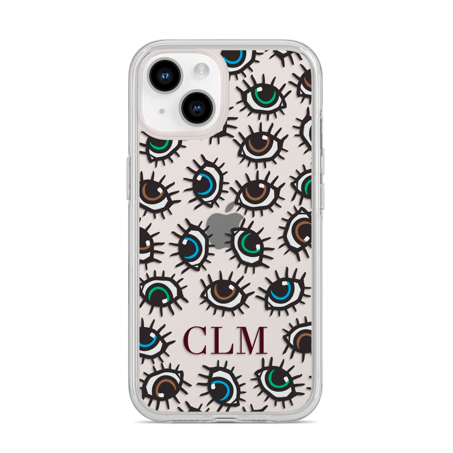 Personalised Eyes Initials Clear iPhone 14 Clear Tough Case Starlight