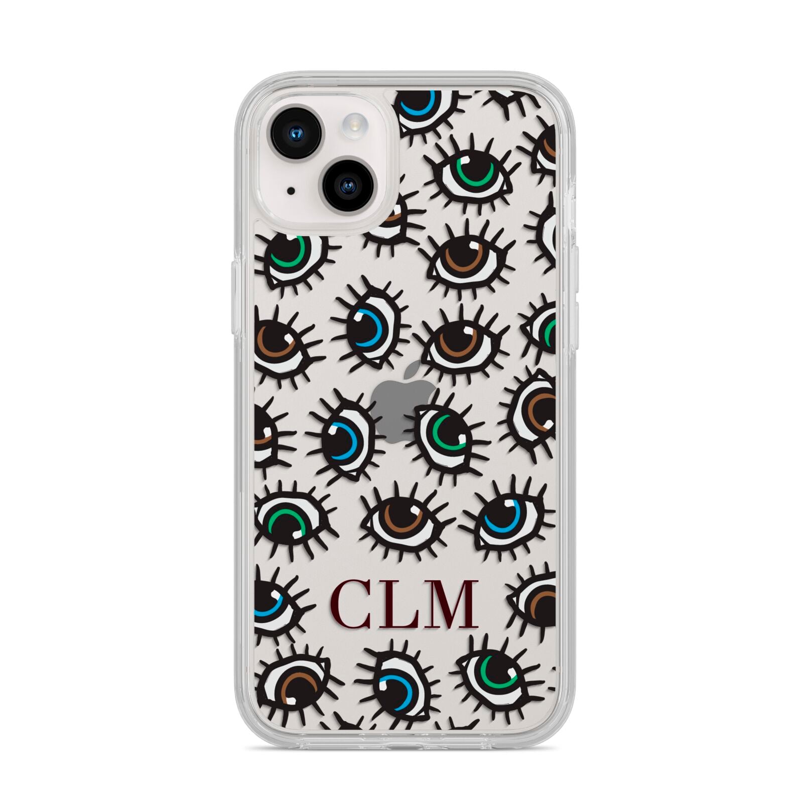 Personalised Eyes Initials Clear iPhone 14 Plus Clear Tough Case Starlight