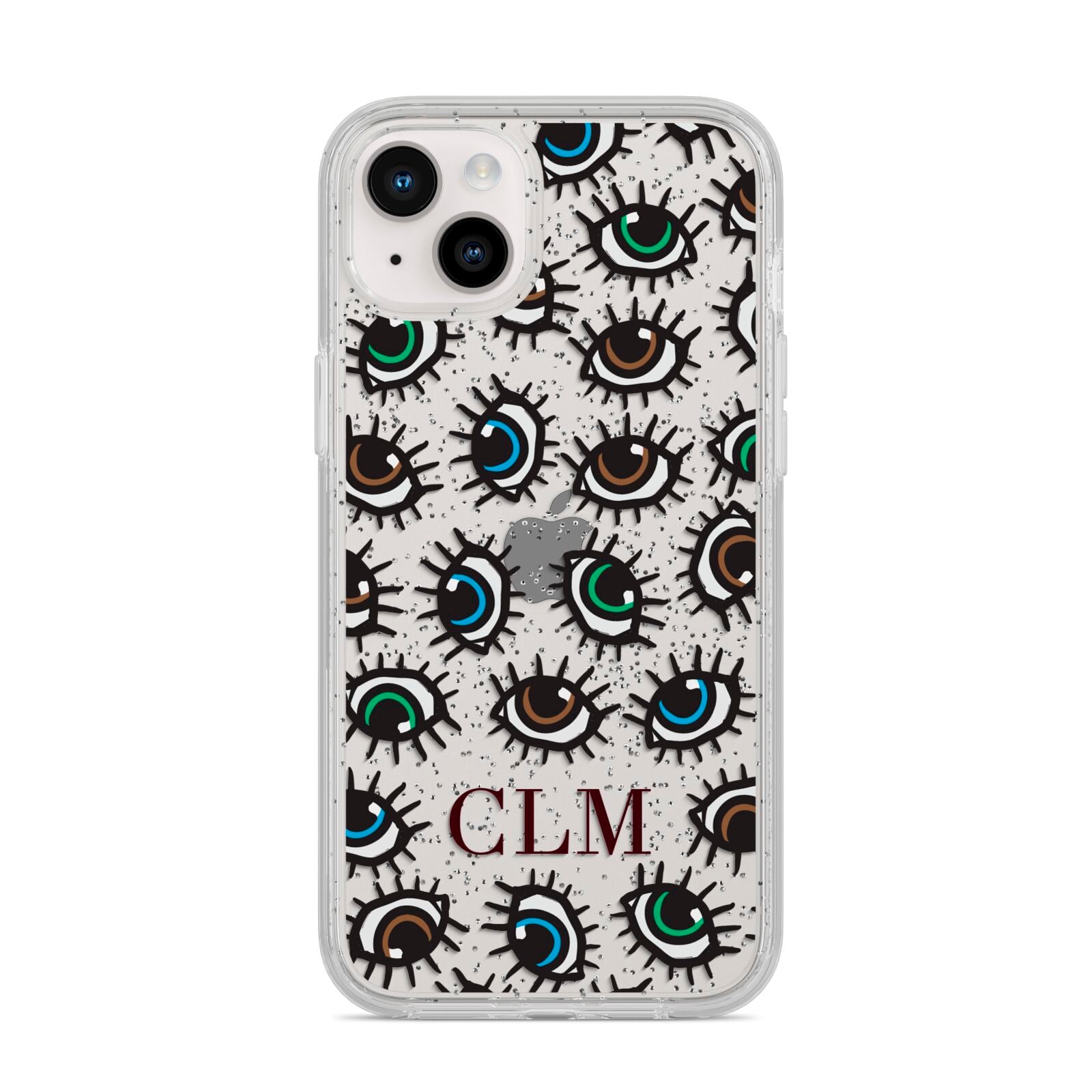 Personalised Eyes Initials Clear iPhone 14 Plus Glitter Tough Case Starlight