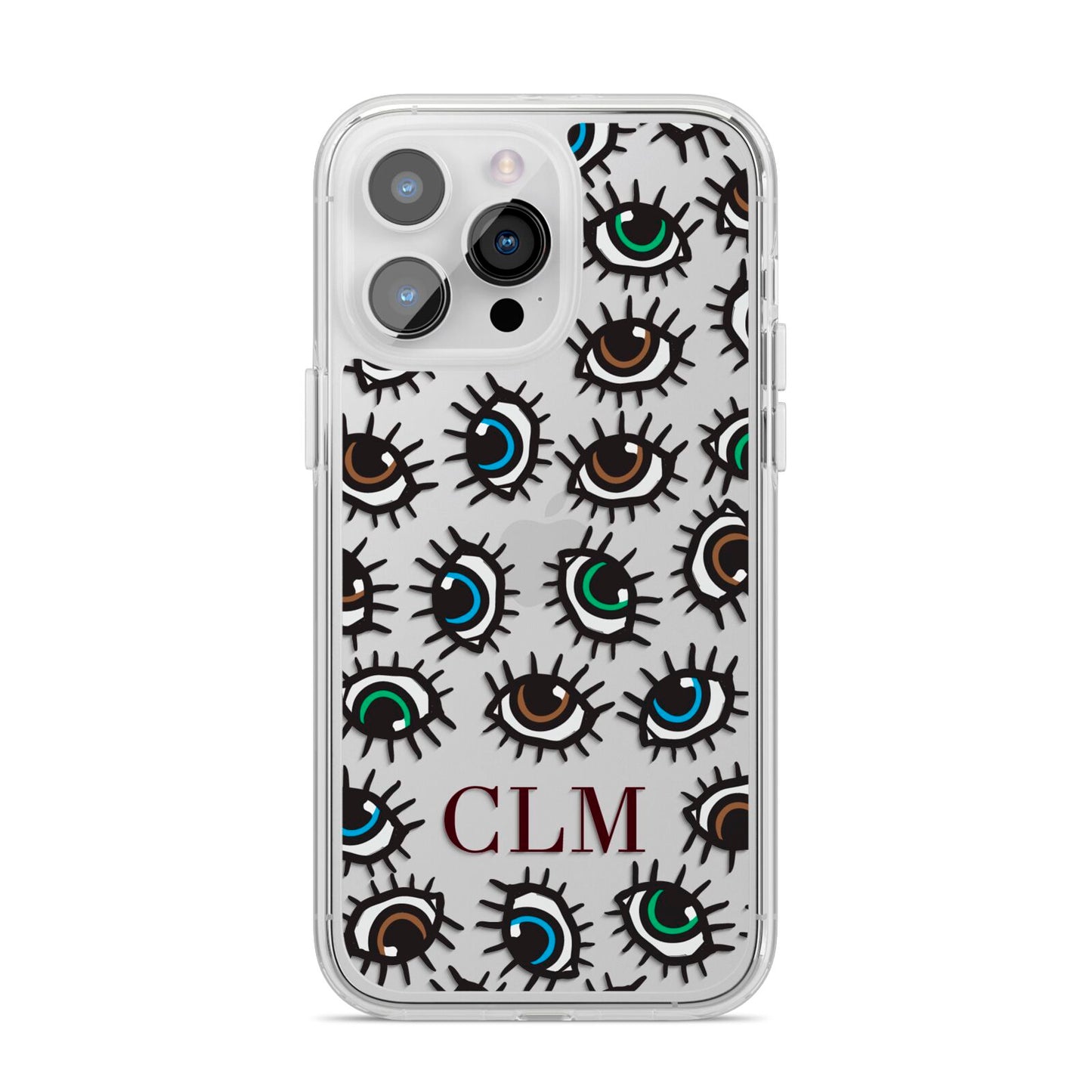 Personalised Eyes Initials Clear iPhone 14 Pro Max Clear Tough Case Silver