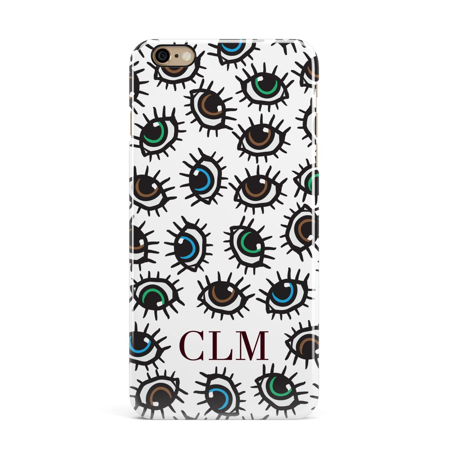 Personalised Eyes Initials Clear iPhone 6 Plus 3D Snap Case on Gold Phone