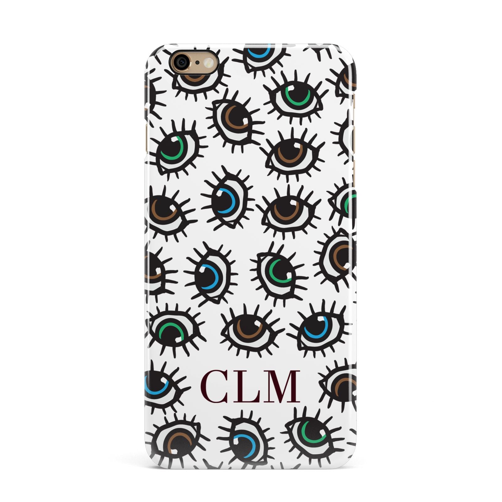 Personalised Eyes Initials Clear iPhone 6 Plus 3D Snap Case on Gold Phone