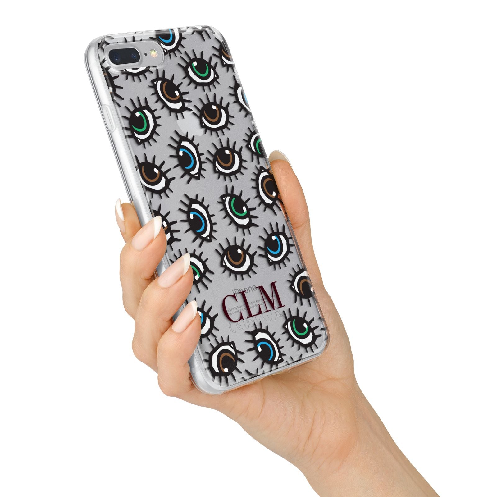 Personalised Eyes Initials Clear iPhone 7 Plus Bumper Case on Silver iPhone Alternative Image