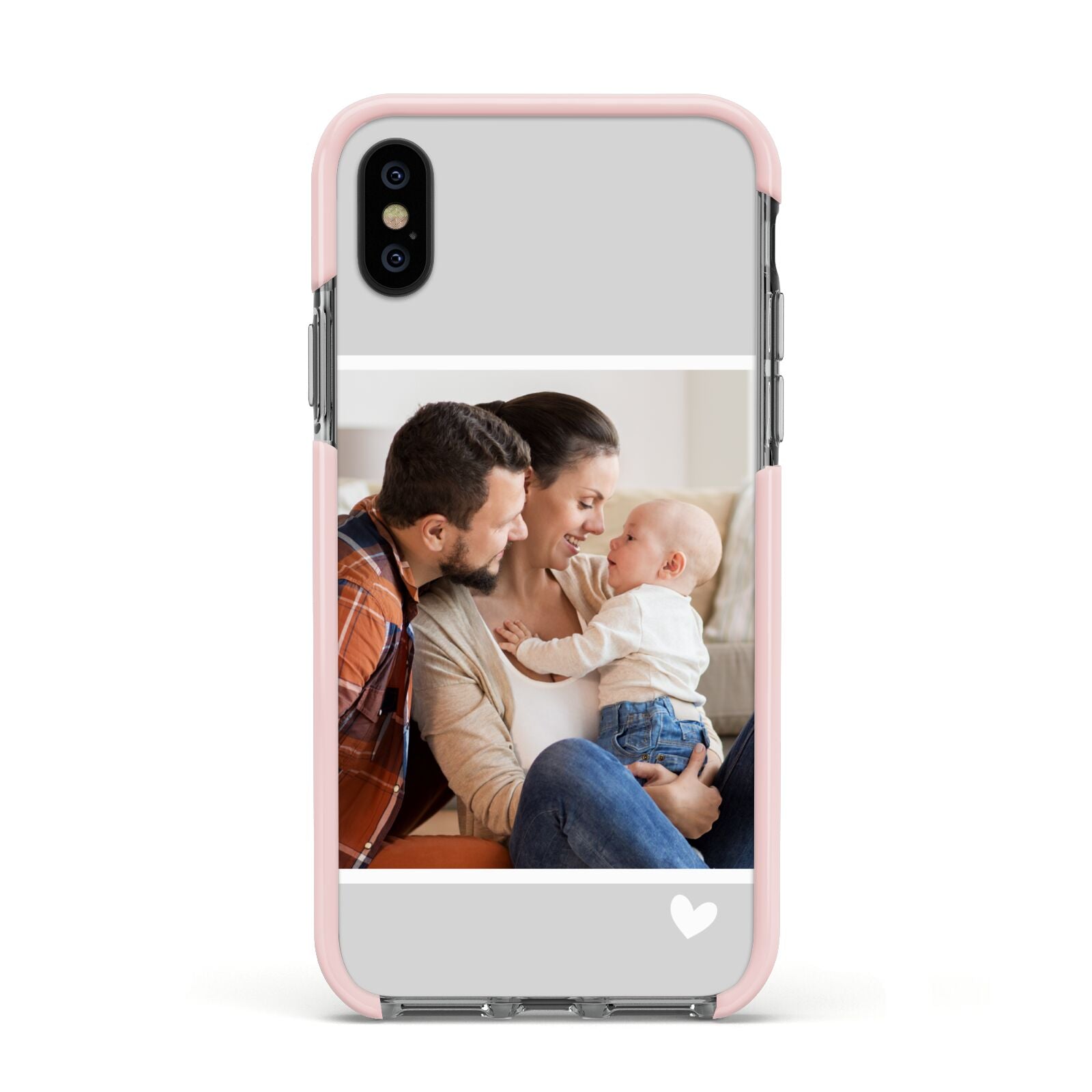 Personalised Family Portrait Apple iPhone Xs Impact Case Pink Edge on Black Phone