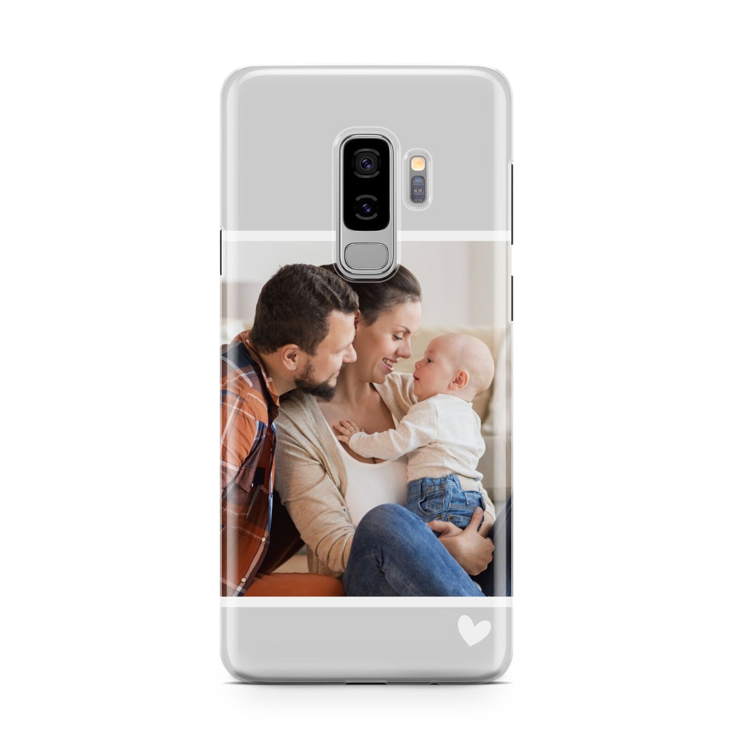 Personalised Family Portrait Samsung Galaxy S9 Plus Case on Silver phone