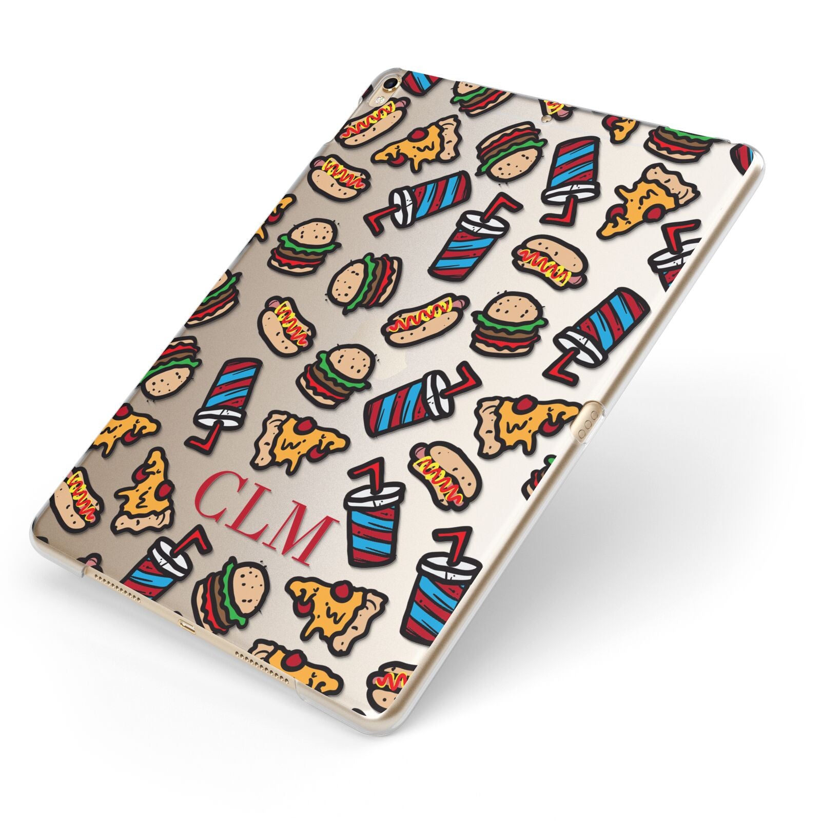 Personalised Fast Food Initials Apple iPad Case on Gold iPad Side View