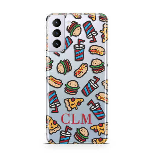 Personalised Fast Food Initials Samsung S21 Plus Phone Case