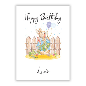 Personalised Father's Day Rabbit Greetings Card