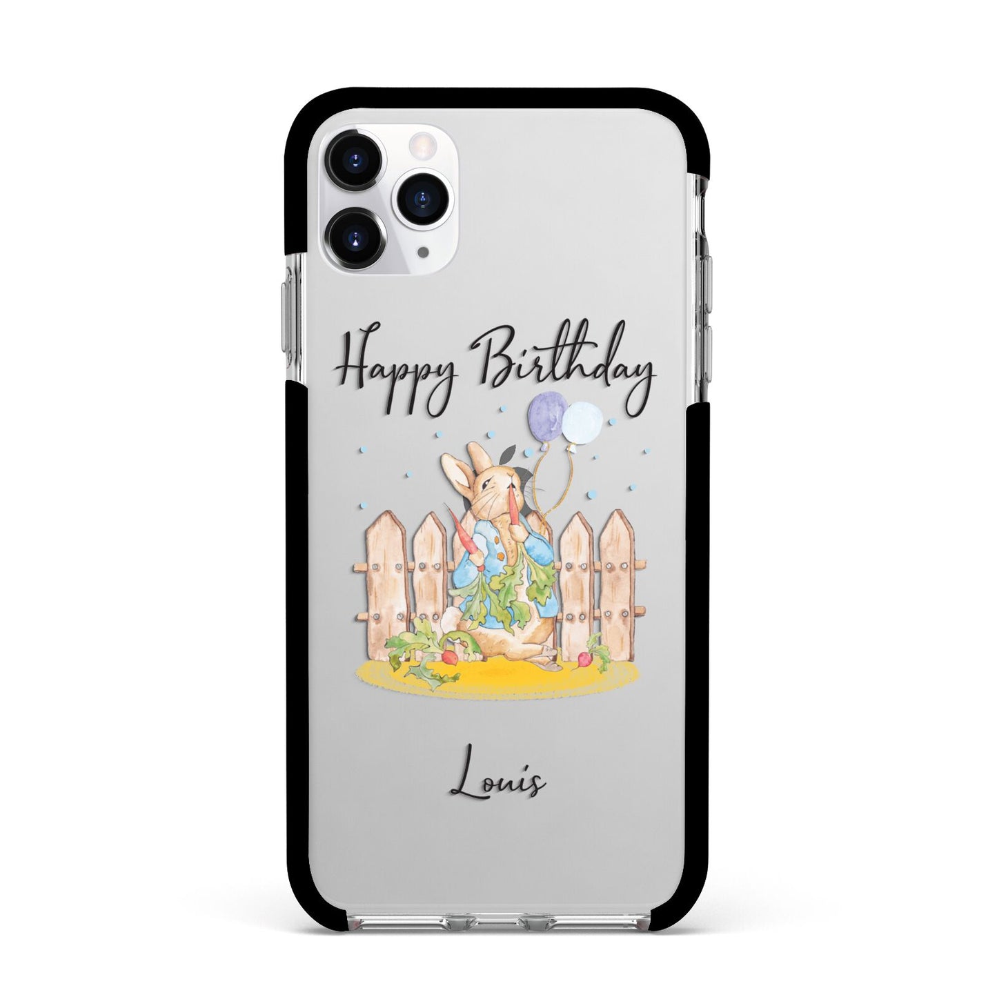 Personalised Father s Day Rabbit Apple iPhone 11 Pro Max in Silver with Black Impact Case