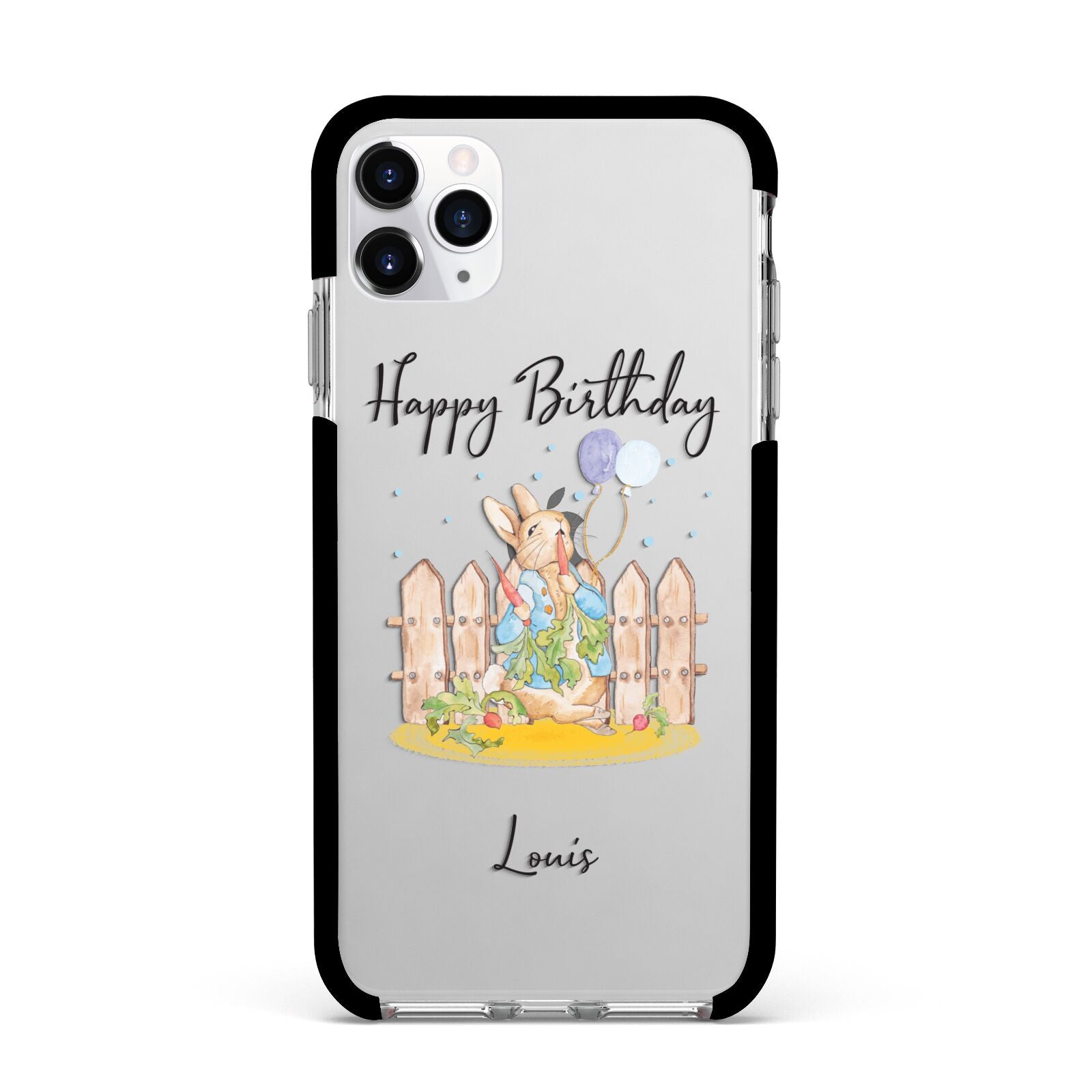 Personalised Father s Day Rabbit Apple iPhone 11 Pro Max in Silver with Black Impact Case