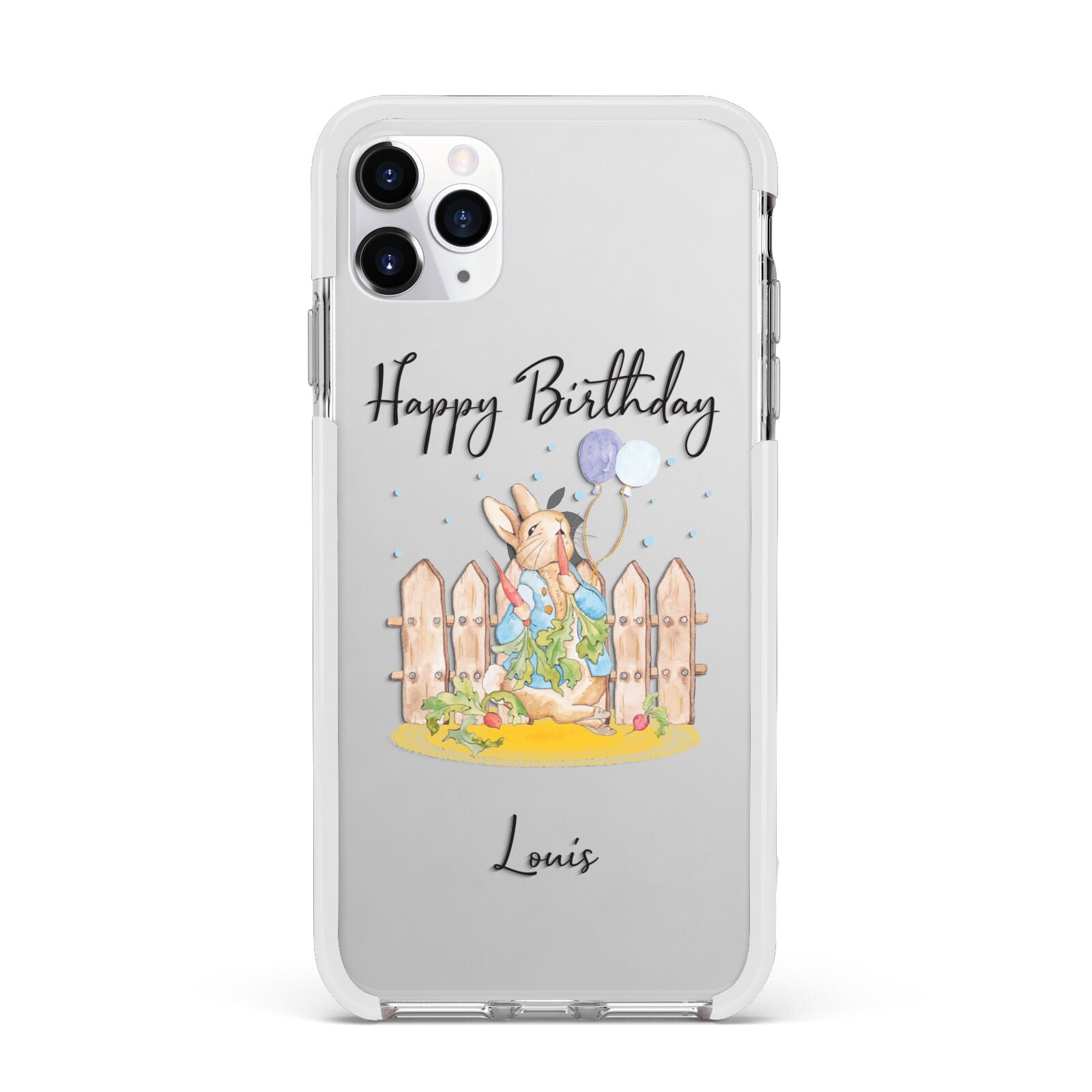 Personalised Father s Day Rabbit Apple iPhone 11 Pro Max in Silver with White Impact Case