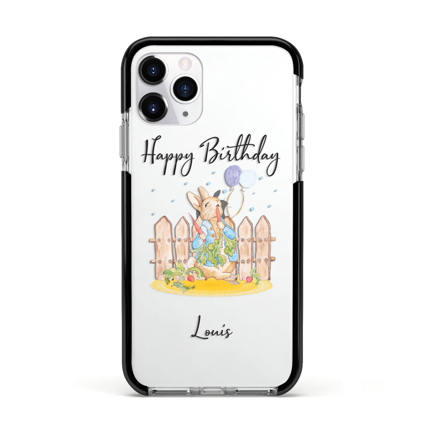 Personalised Father s Day Rabbit Apple iPhone 11 Pro in Silver with Black Impact Case