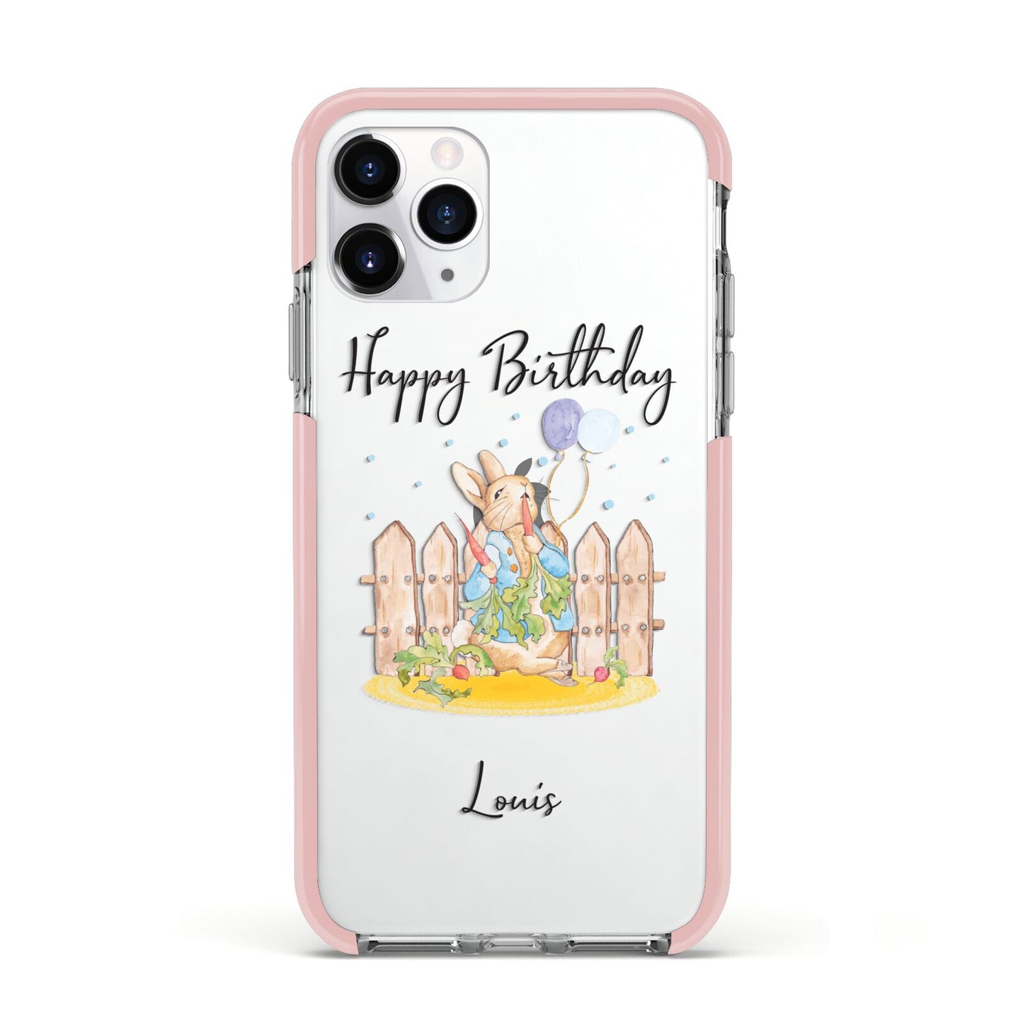 Personalised Father s Day Rabbit Apple iPhone 11 Pro in Silver with Pink Impact Case