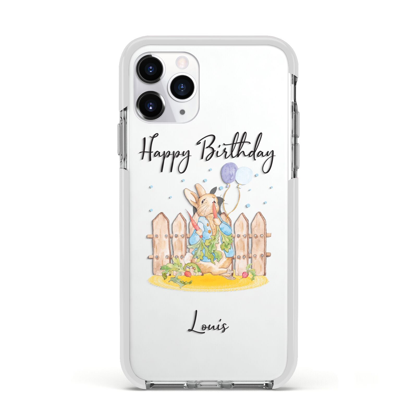 Personalised Father s Day Rabbit Apple iPhone 11 Pro in Silver with White Impact Case