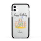 Personalised Father s Day Rabbit Apple iPhone 11 in White with Black Impact Case
