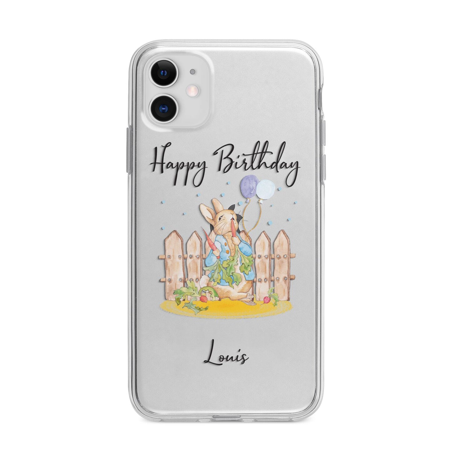 Personalised Father s Day Rabbit Apple iPhone 11 in White with Bumper Case