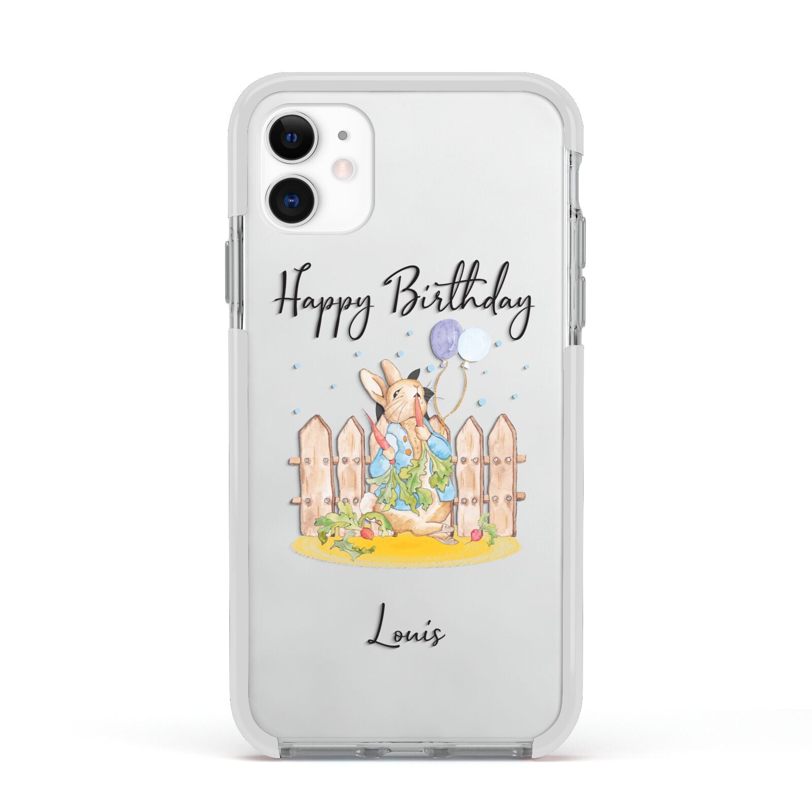 Personalised Father s Day Rabbit Apple iPhone 11 in White with White Impact Case