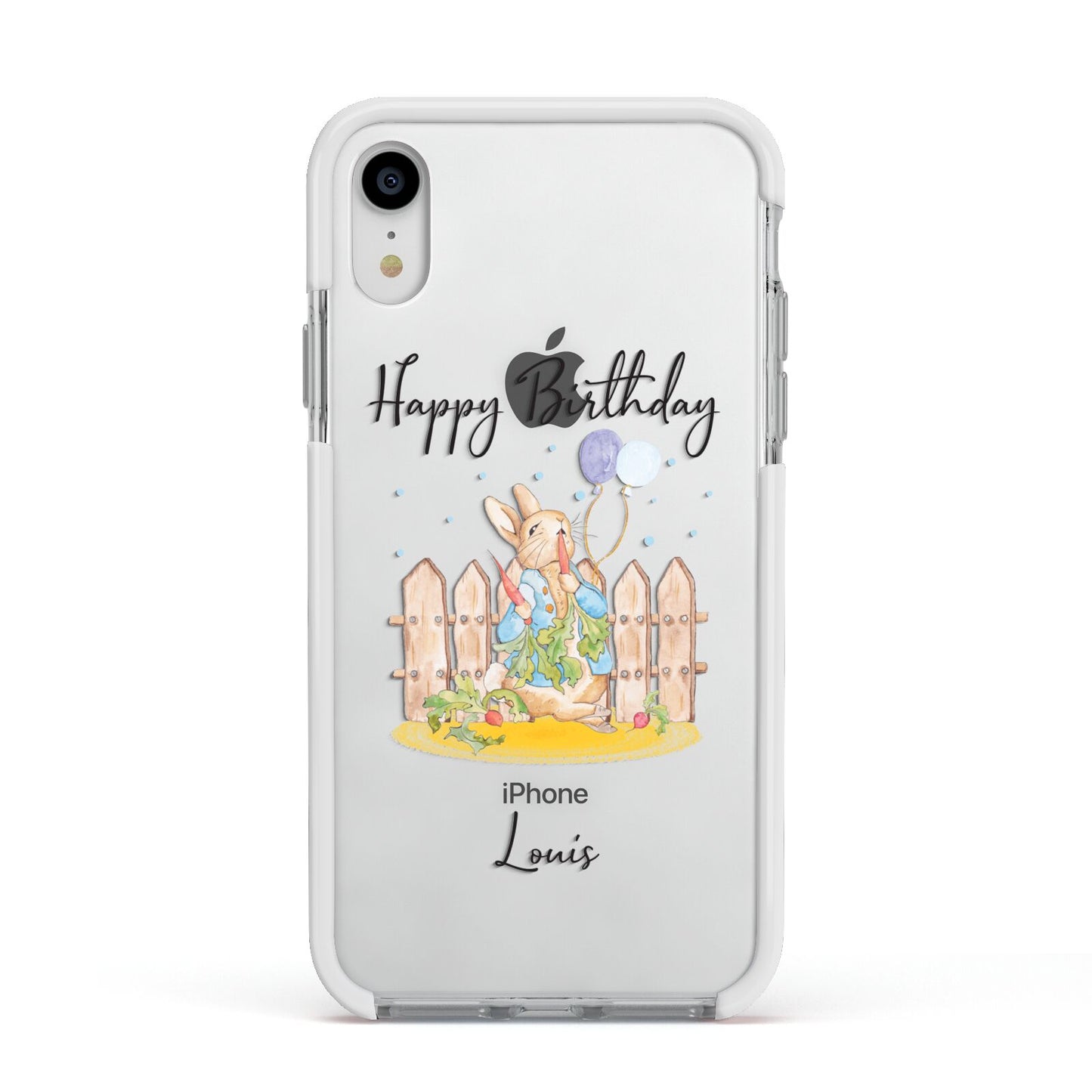 Personalised Father s Day Rabbit Apple iPhone XR Impact Case White Edge on Silver Phone