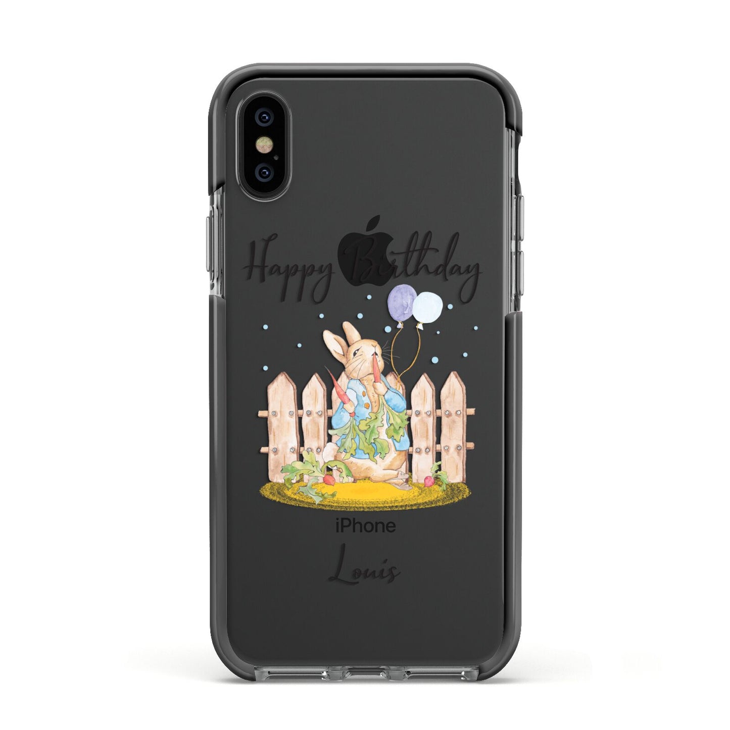 Personalised Father s Day Rabbit Apple iPhone Xs Impact Case Black Edge on Black Phone