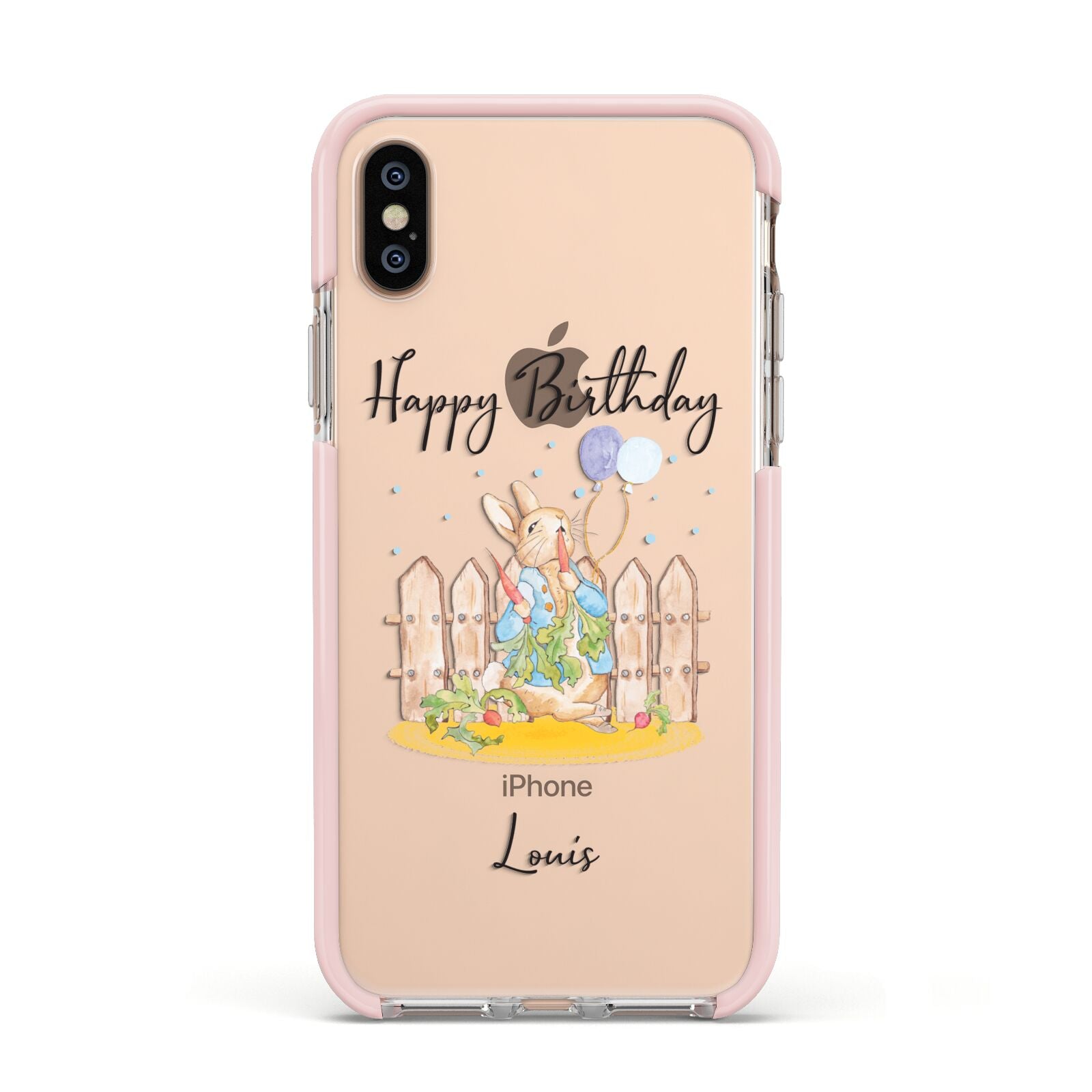 Personalised Father s Day Rabbit Apple iPhone Xs Impact Case Pink Edge on Gold Phone