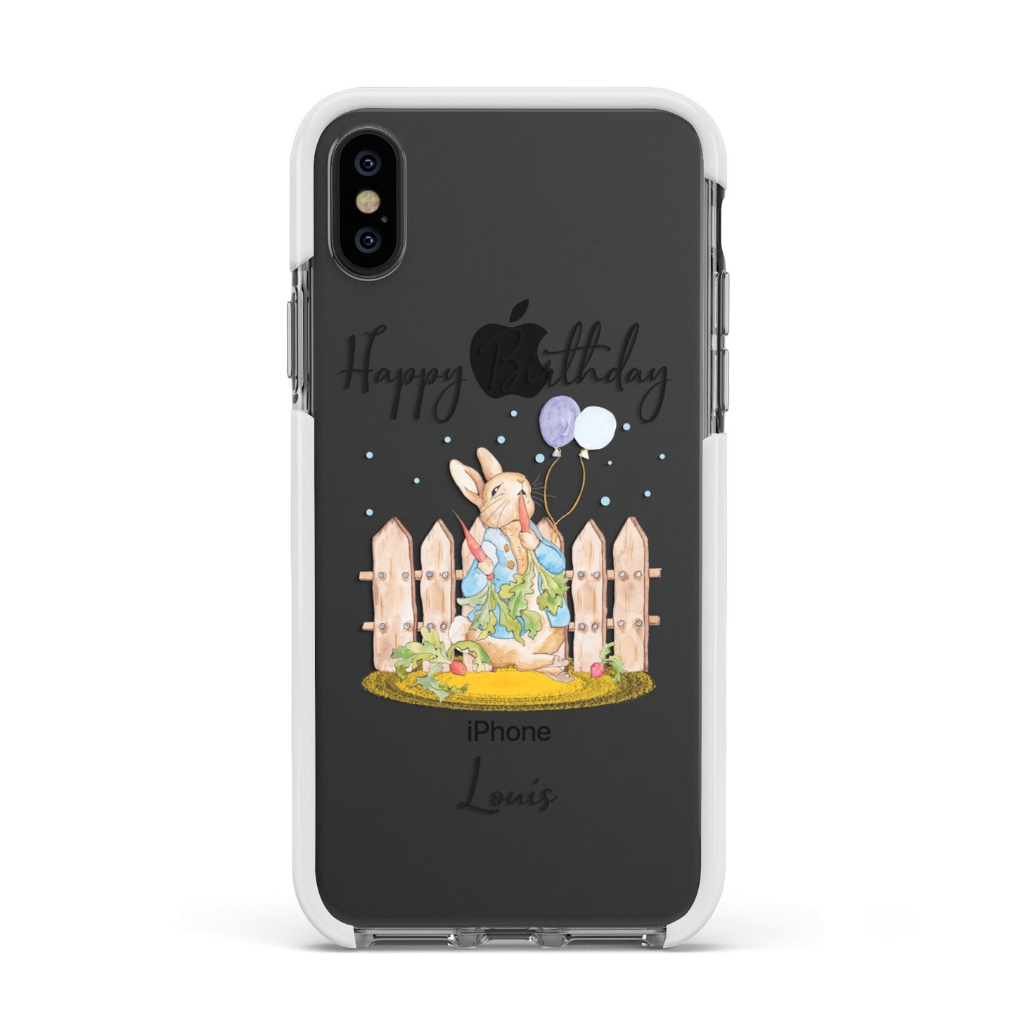 Personalised Father s Day Rabbit Apple iPhone Xs Impact Case White Edge on Black Phone