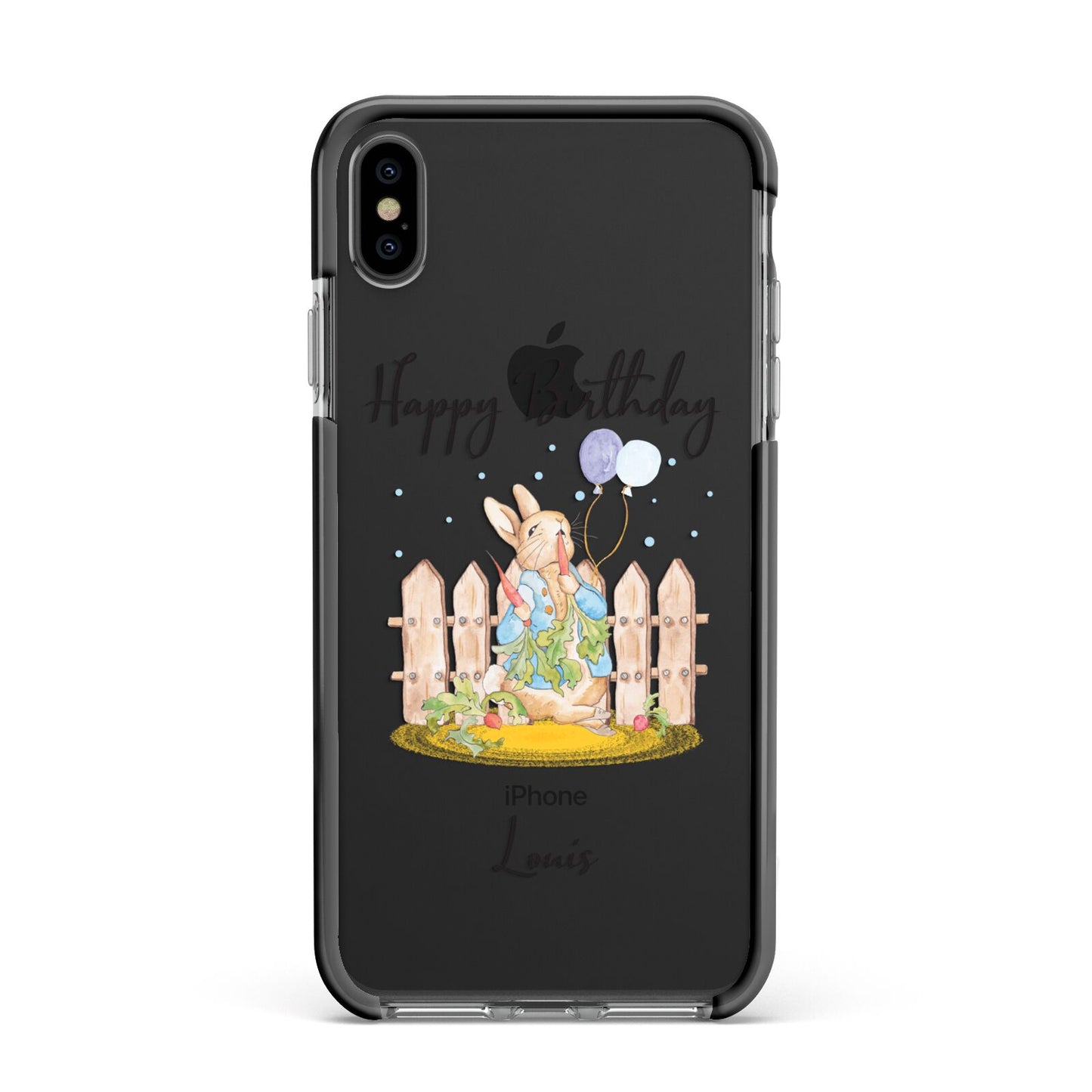 Personalised Father s Day Rabbit Apple iPhone Xs Max Impact Case Black Edge on Black Phone