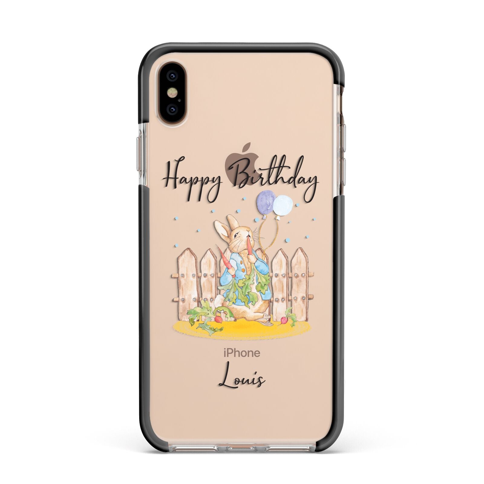 Personalised Father s Day Rabbit Apple iPhone Xs Max Impact Case Black Edge on Gold Phone