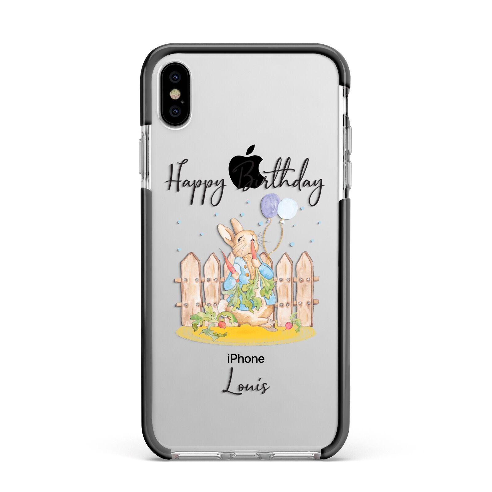 Personalised Father s Day Rabbit Apple iPhone Xs Max Impact Case Black Edge on Silver Phone