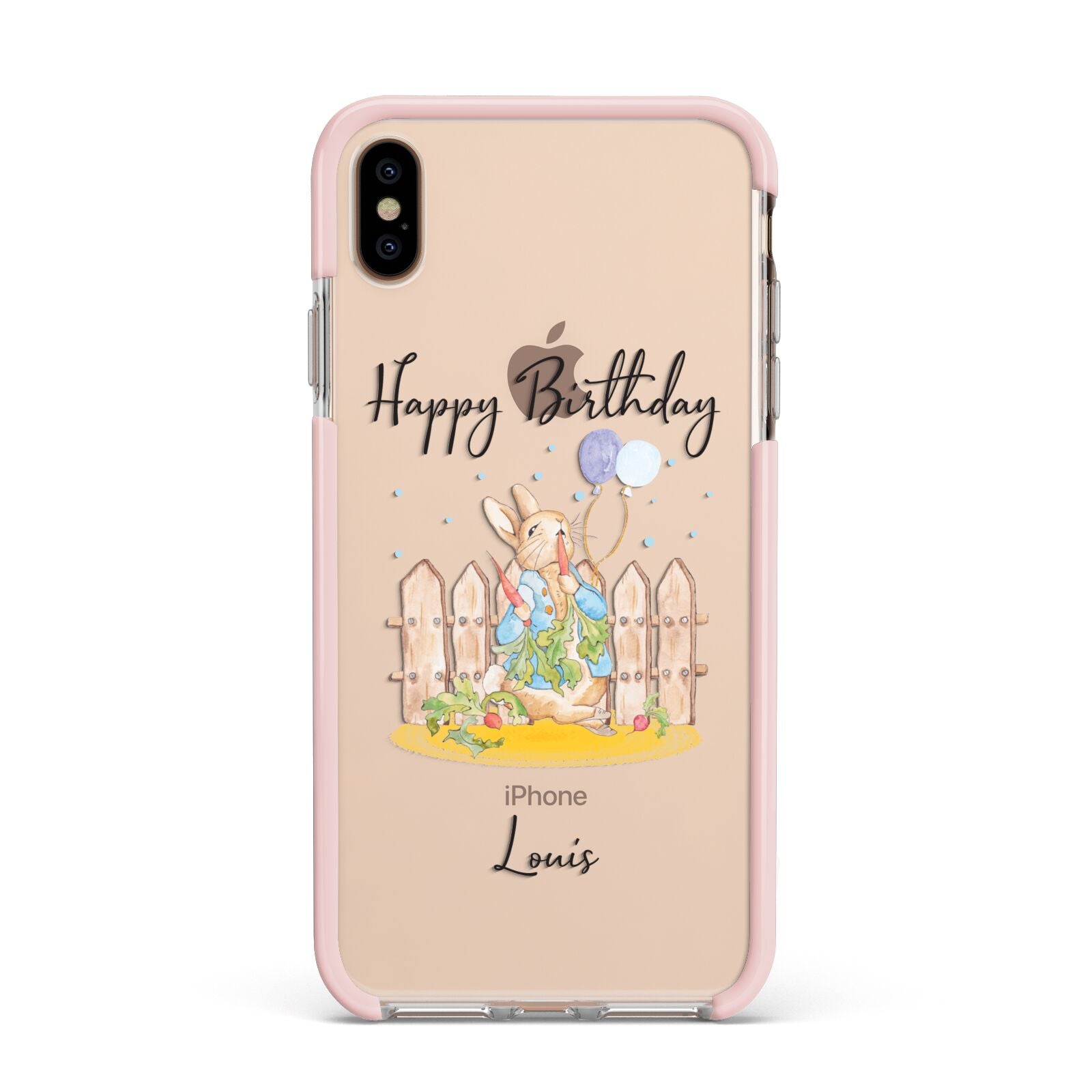 Personalised Father s Day Rabbit Apple iPhone Xs Max Impact Case Pink Edge on Gold Phone