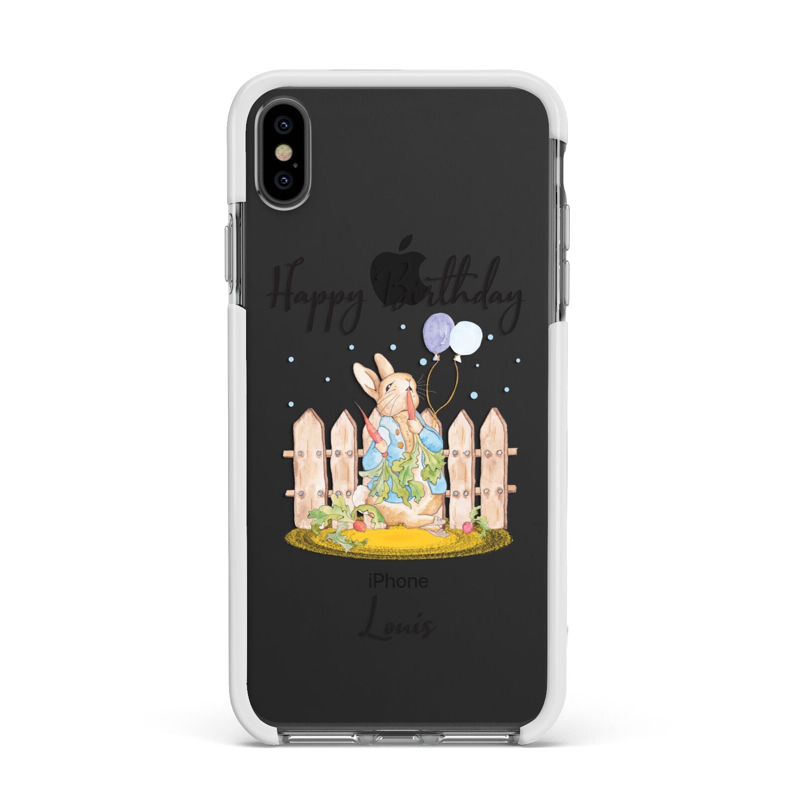 Personalised Father s Day Rabbit Apple iPhone Xs Max Impact Case White Edge on Black Phone