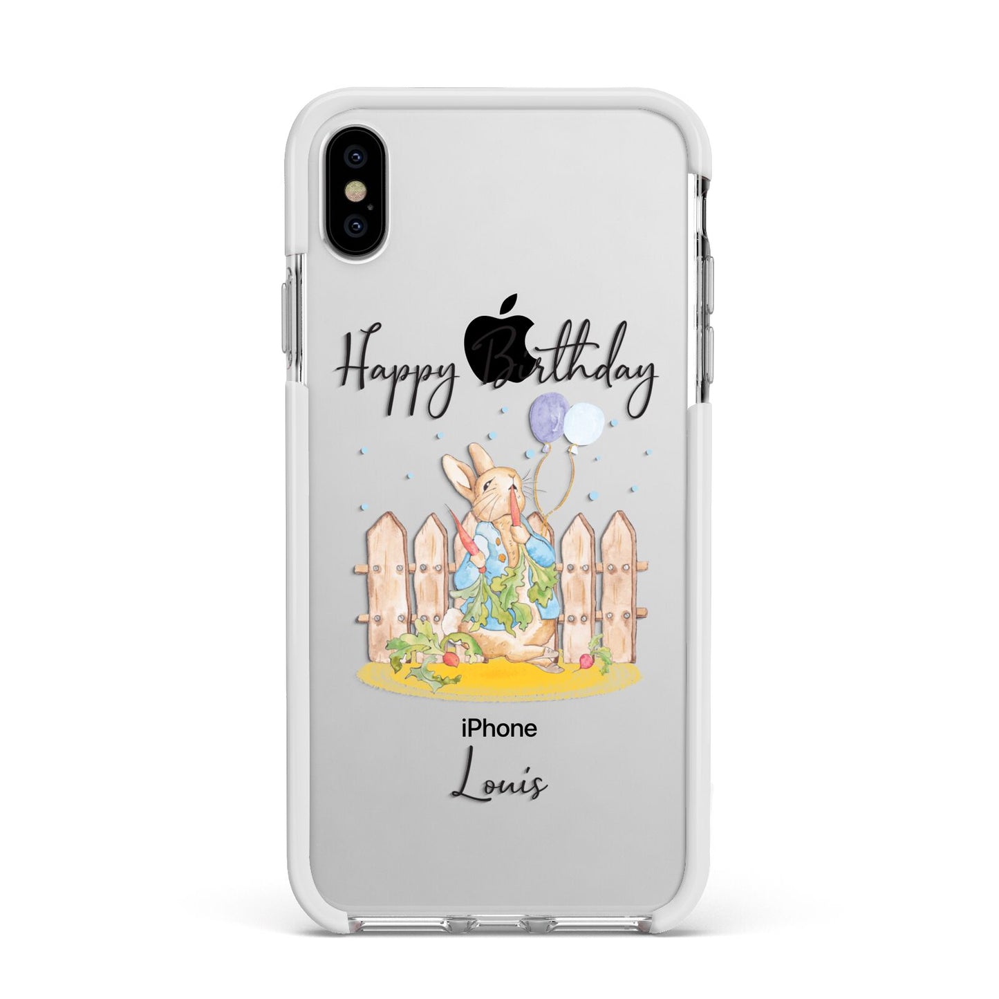 Personalised Father s Day Rabbit Apple iPhone Xs Max Impact Case White Edge on Silver Phone