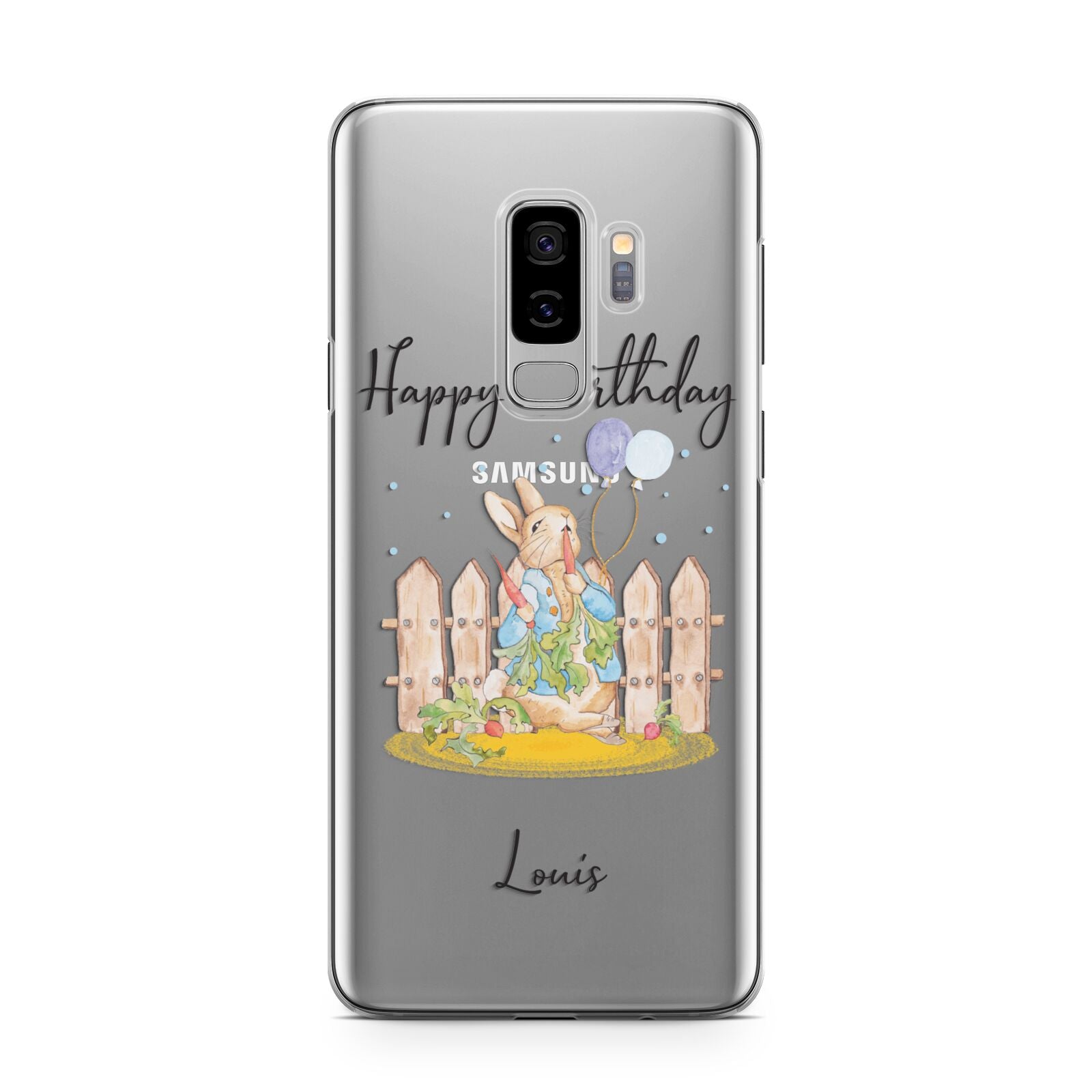 Personalised Father s Day Rabbit Samsung Galaxy S9 Plus Case on Silver phone