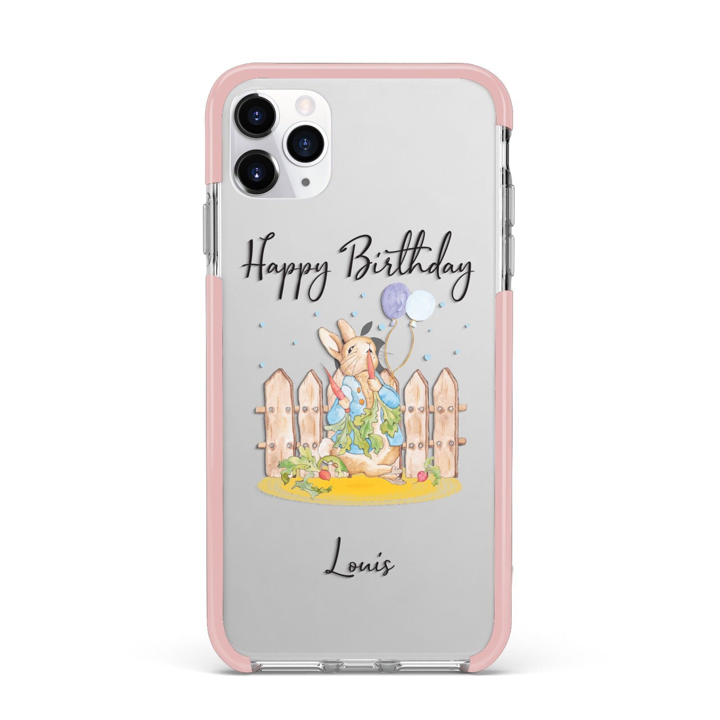 Personalised Father s Day Rabbit iPhone 11 Pro Max Impact Pink Edge Case