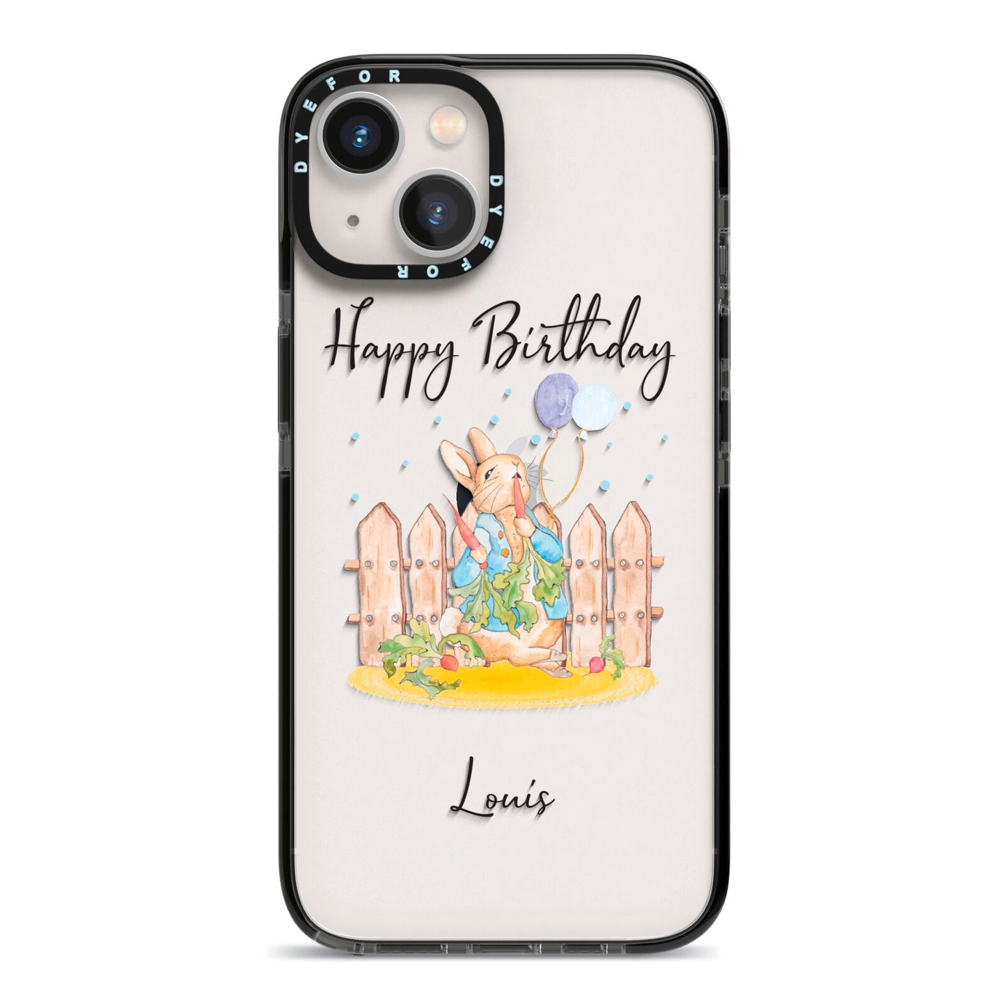 Personalised Father s Day Rabbit iPhone 13 Black Impact Case on Silver phone