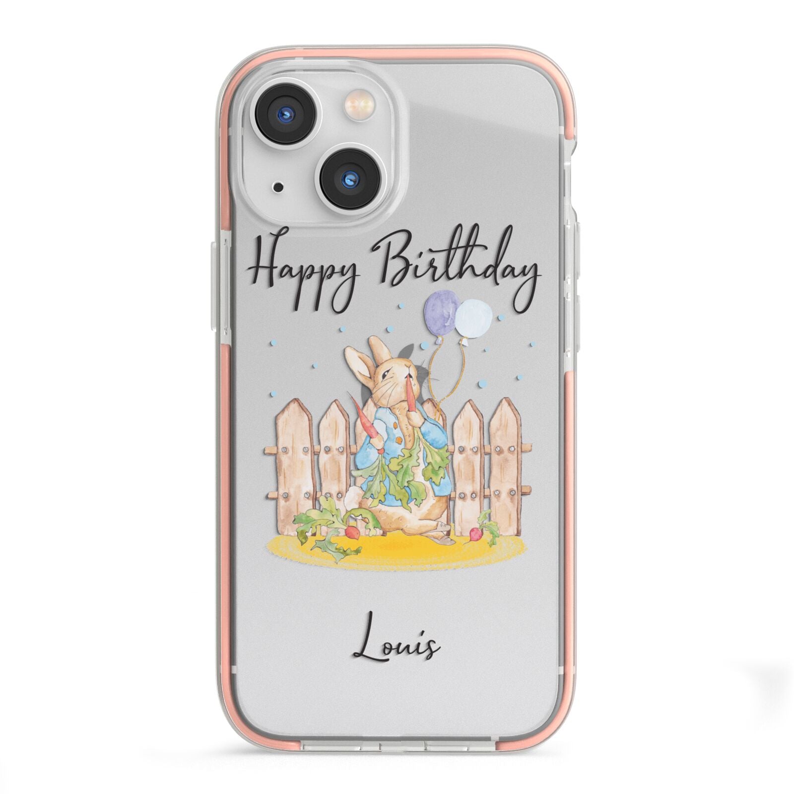 Personalised Father s Day Rabbit iPhone 13 Mini TPU Impact Case with Pink Edges