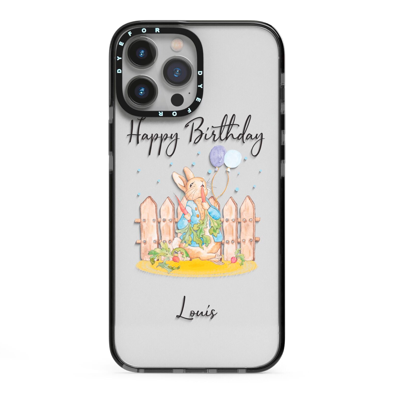 Personalised Father s Day Rabbit iPhone 13 Pro Max Black Impact Case on Silver phone