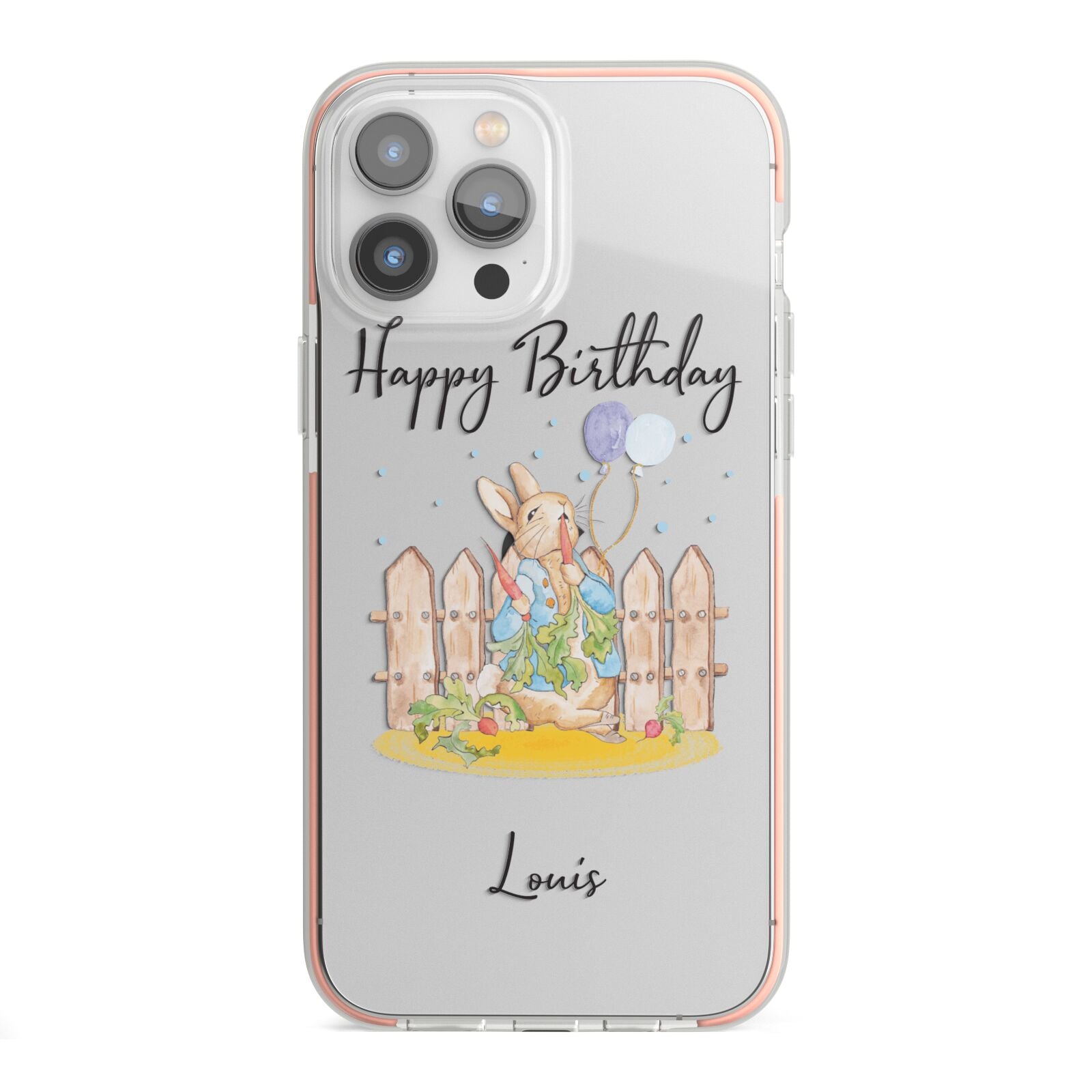 Personalised Father s Day Rabbit iPhone 13 Pro Max TPU Impact Case with Pink Edges